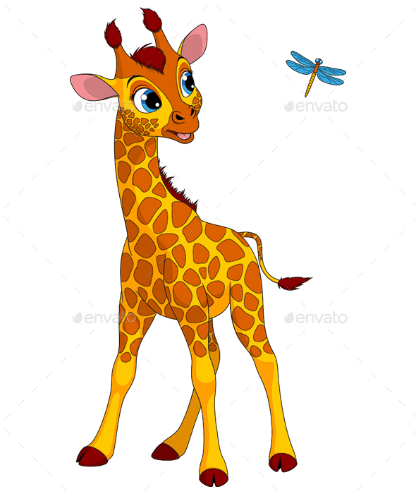Little Giraffe and Dragonfly - Animals Characters