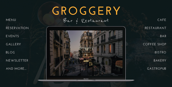 Groggery - Responsive Bar & Restaurant WordPress Theme - Restaurants & Cafes Entertainment