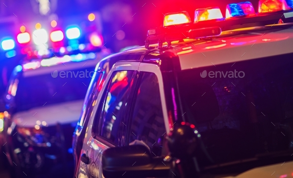 Night Time Police Intervention - Stock Photo - Images