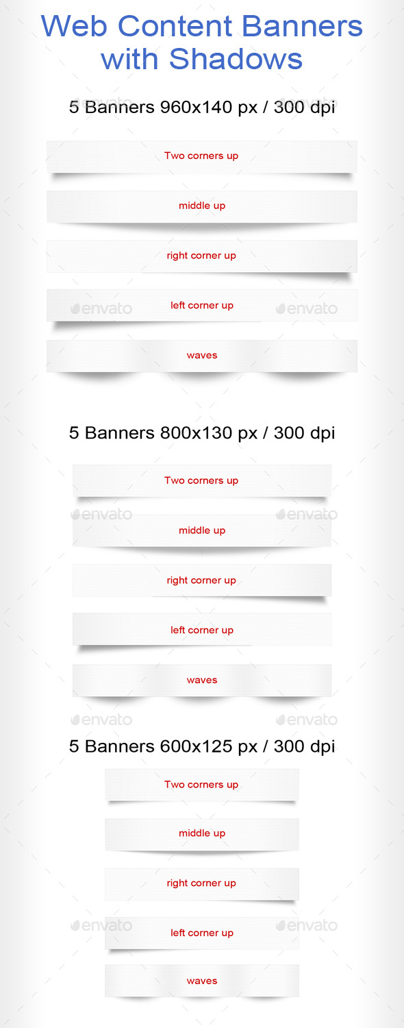 Web Content Banners With Shadows - Banners & Ads Web Elements