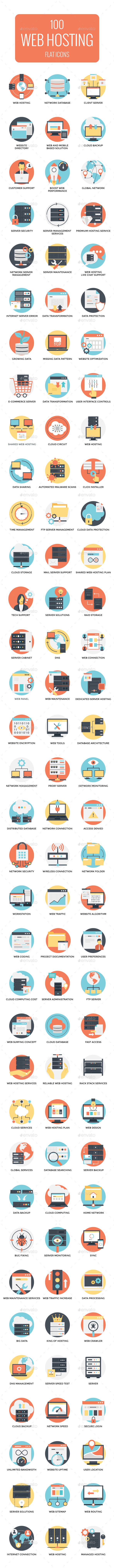 100 Flat Web Hosting Icon - Icons