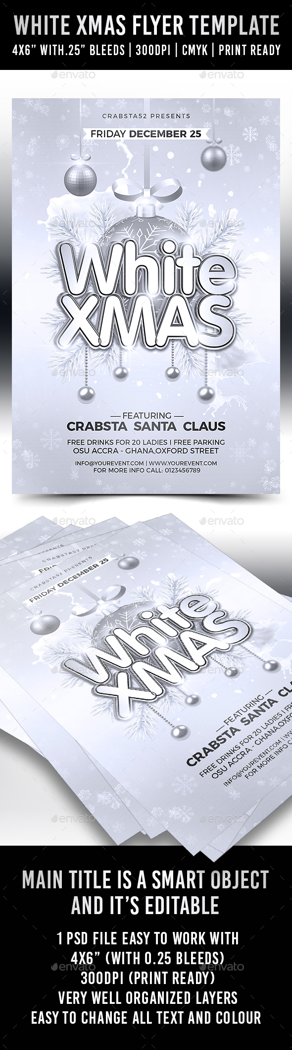 White Xmas Flyer Template - Flyers Print Templates