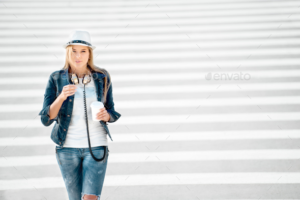 Walking on zebra cross. - Stock Photo - Images