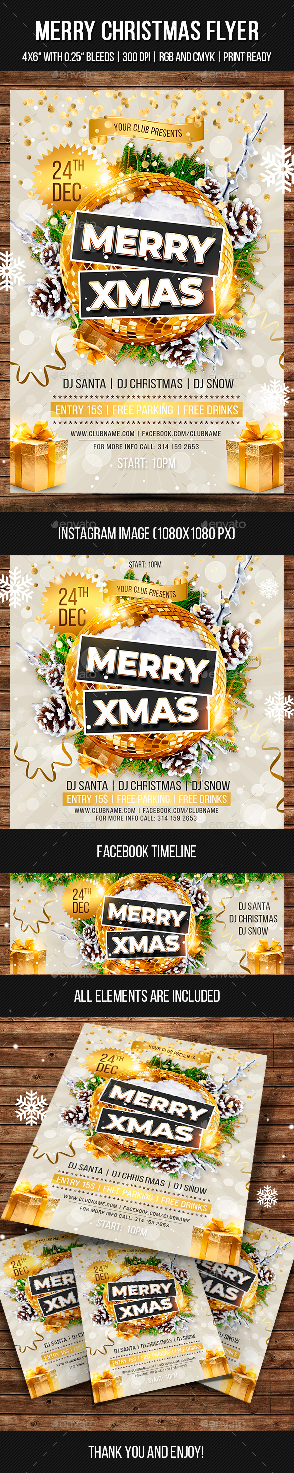 Merry Christmas Flyer - Clubs & Parties Events