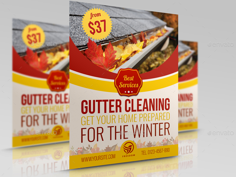 Gutter Cleaning Services Flyer Template, Print Templates GraphicRiver