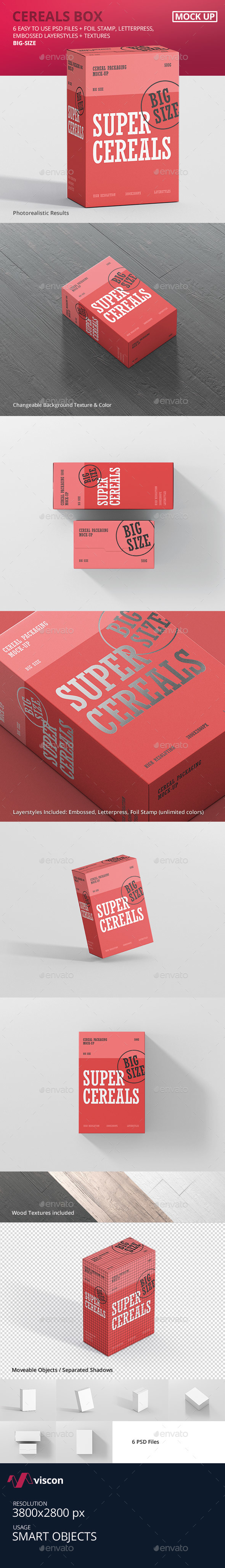 Cereals Box Mockup - Big Size - Food and Drink Packaging