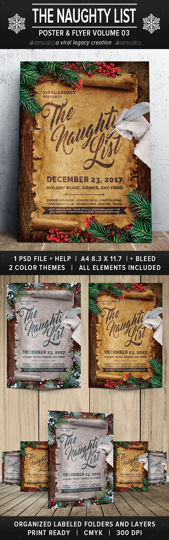 The Naughty List Poster / Flyer V03 - Flyers Print Templates