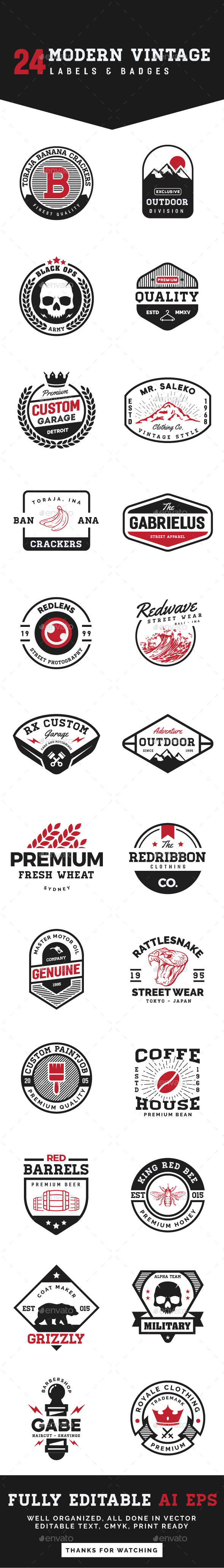 Modern Vintage Labels and Badges - Badges & Stickers Web Elements