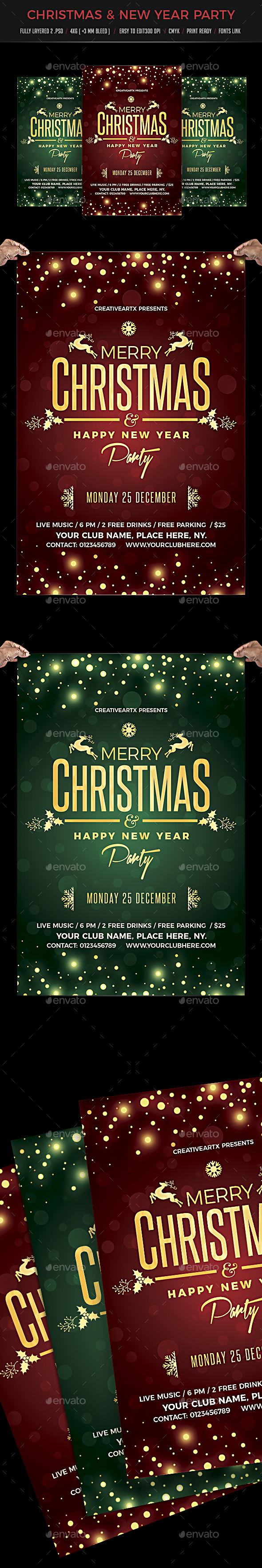 Christmas & New Year Party Flyer - Events Flyers