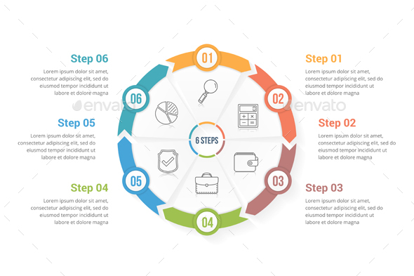 Circle Diagram with Six Elements in Infographic Templates
