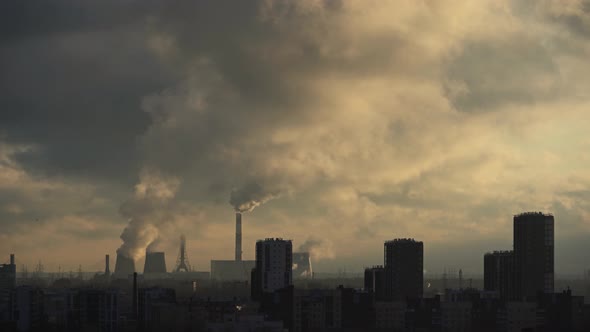 Smoke From Pipes Above City