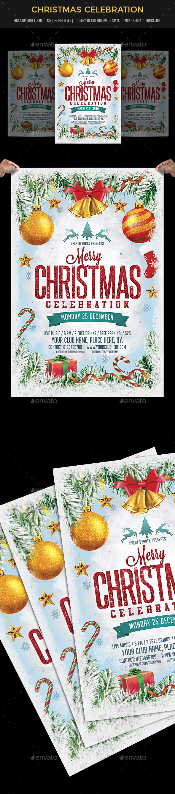 Merry Christmas Celebration Flyer - Events Flyers