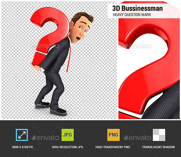 GraphicRiver 3D Businessman Carrying Heavy Question Mark 21006079 GraphicRiver 3D Businessman Carrying Heavy Question Mark 21006079