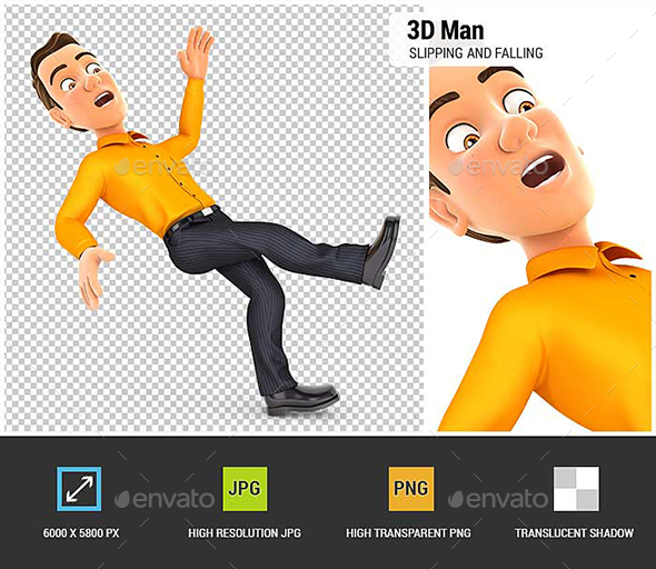 GraphicRiver 3D Man Slipping and Falling 21006090 GraphicRiver 3D Man Slipping and Falling 21006090