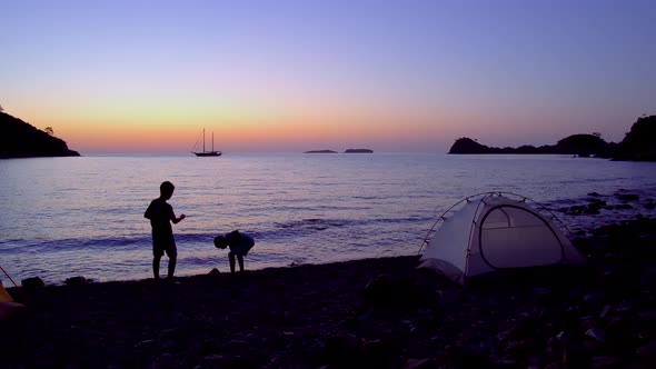 Children on the Shores of the Mediterranean at Dawn. alt