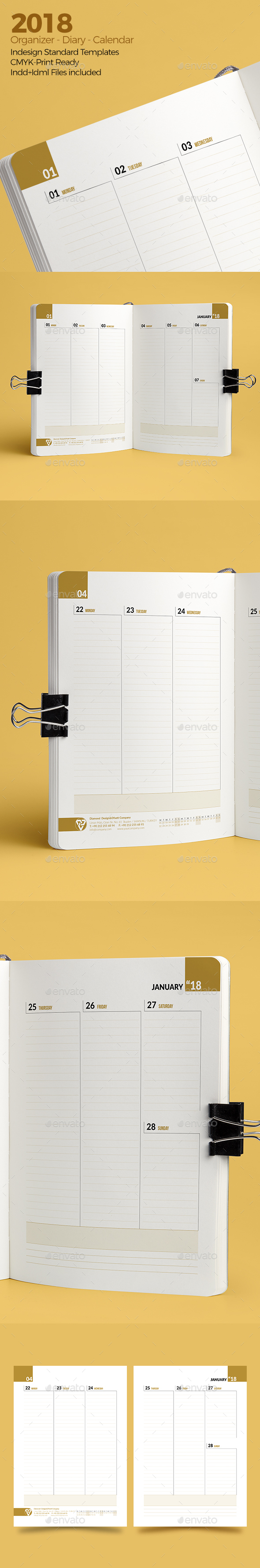 Weekly Diary Planner 2018 v3 - Calendars Stationery