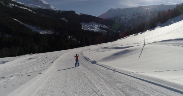 Cross Country Skiing in the Mountains