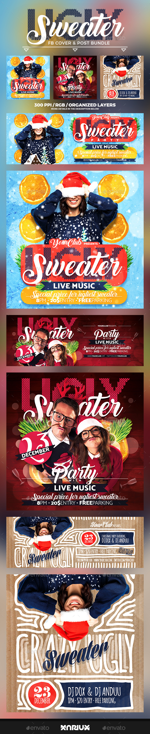 GraphicRiver Ugly Sweater Facebook Cover Bundle 21006901 GraphicRiver Ugly Sweater Facebook Cover Bundle 21006901