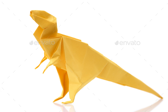 Yellow tyrannosaurus on white background