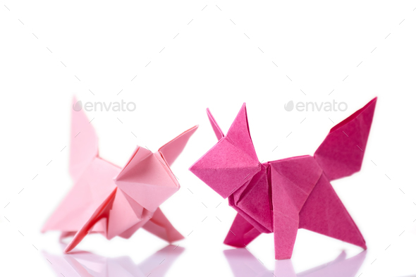 Set of animal origami models