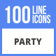 100 Party Filled Line Icons