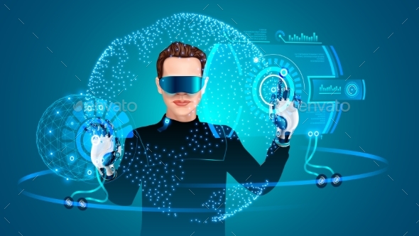 Man Wearing Virtual Reality Headset - Computers Technology