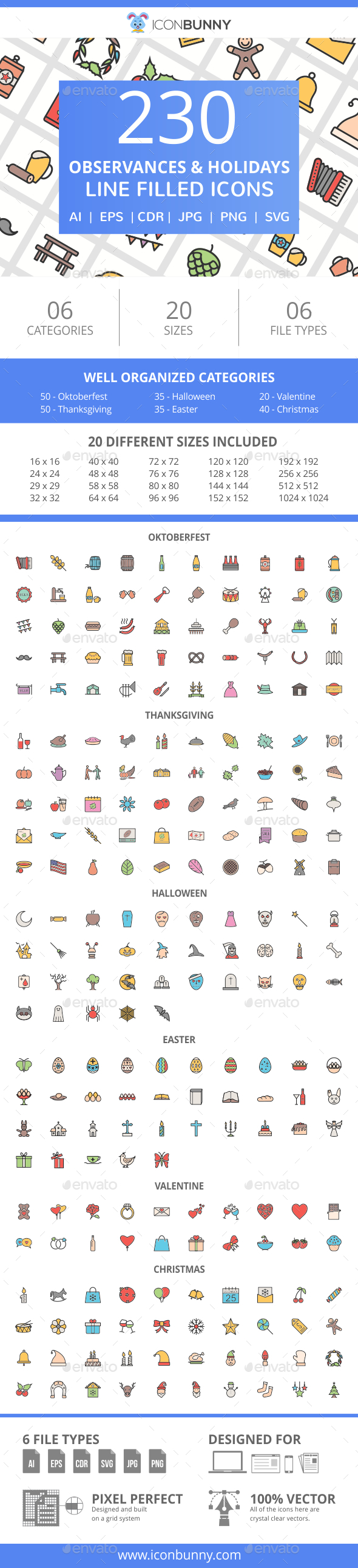 230 Observances & Holiday Filled Line Icons - Icons