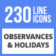 230 Observances & Holiday Filled Line Icons
