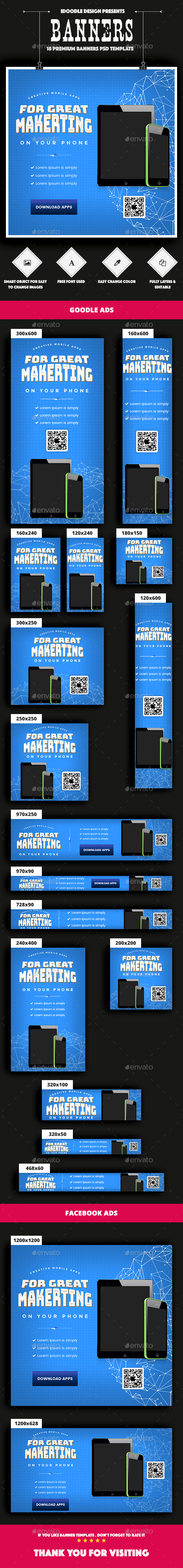 Mobile Applications Banners Ads - Banners & Ads Web Elements