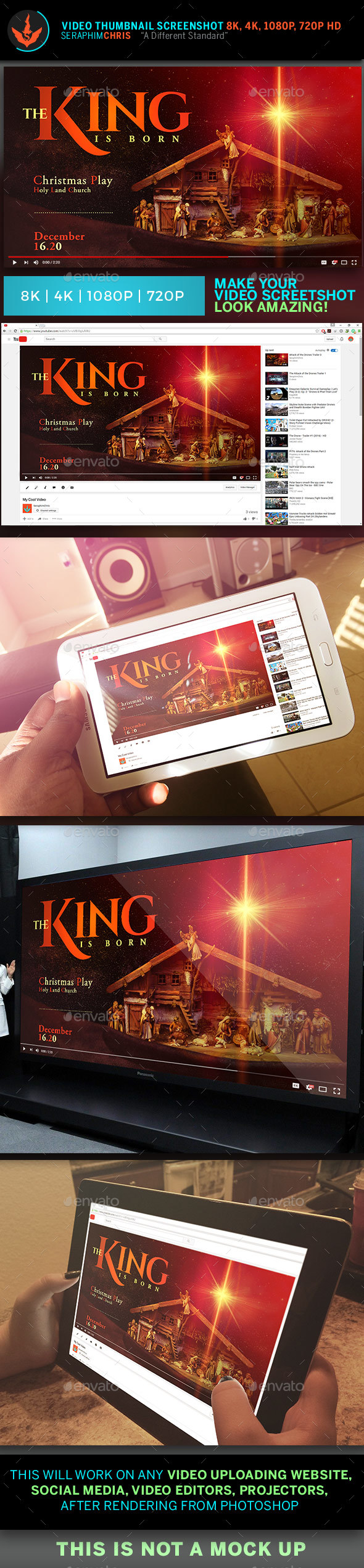 The King Is Born Christmas YouTube Video Artwork Template - YouTube Social Media