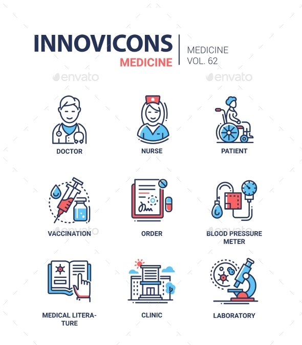 Medicine - Line Design Icons Set - Health/Medicine Conceptual