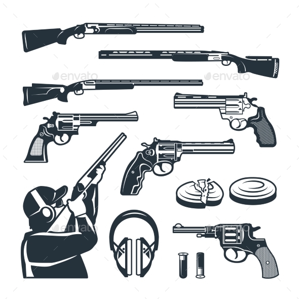 Vector Set of Monochrome Pictures - Man-made Objects Objects