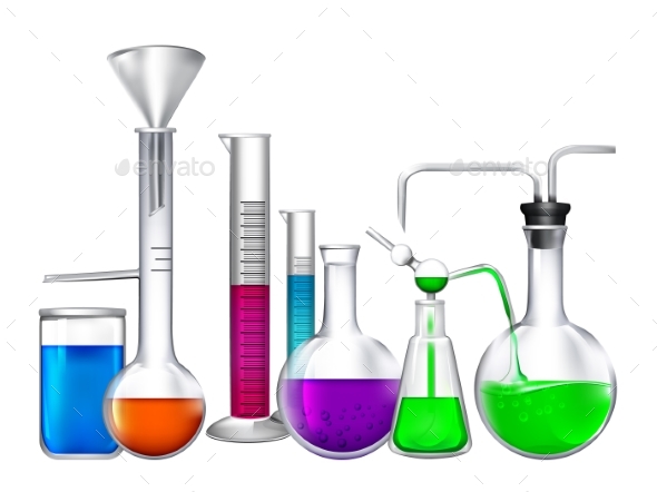 Glass Tube with Different Chemical Liquid - Man-made Objects Objects