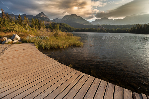 Great view on High Tatra Mountains from Strbske pleso - Stock Photo - Images
