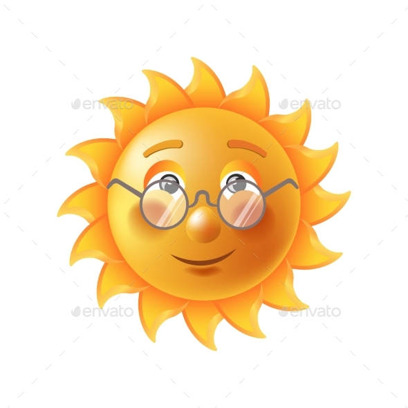 Bright Sun in Eyesight Glasses Cartoon - Miscellaneous Vectors