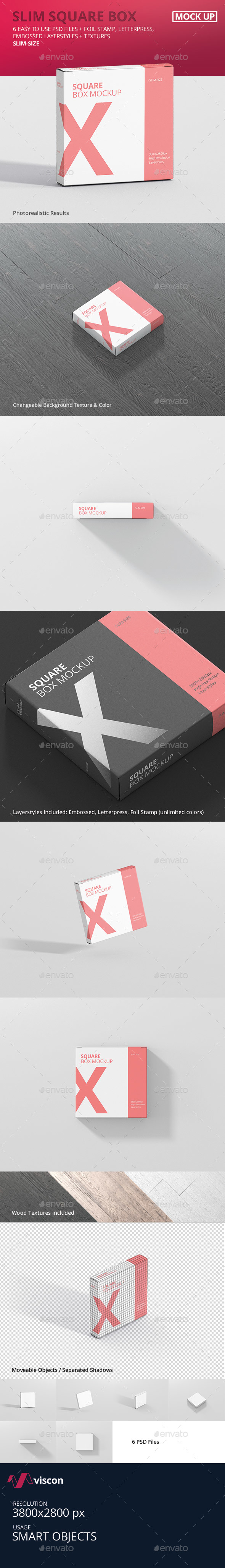 Box Mockup - Square Slim Size - Miscellaneous Packaging