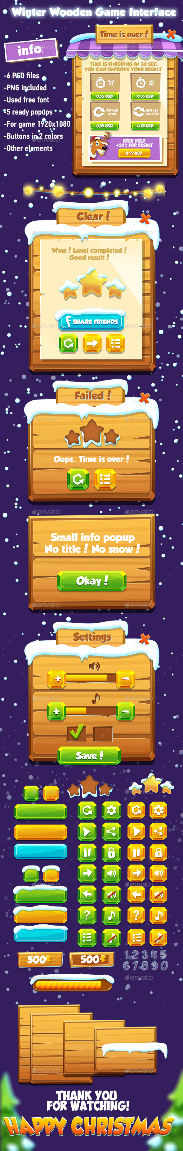 Wooden Winter Game Interface 2018 - User Interfaces Game Assets
