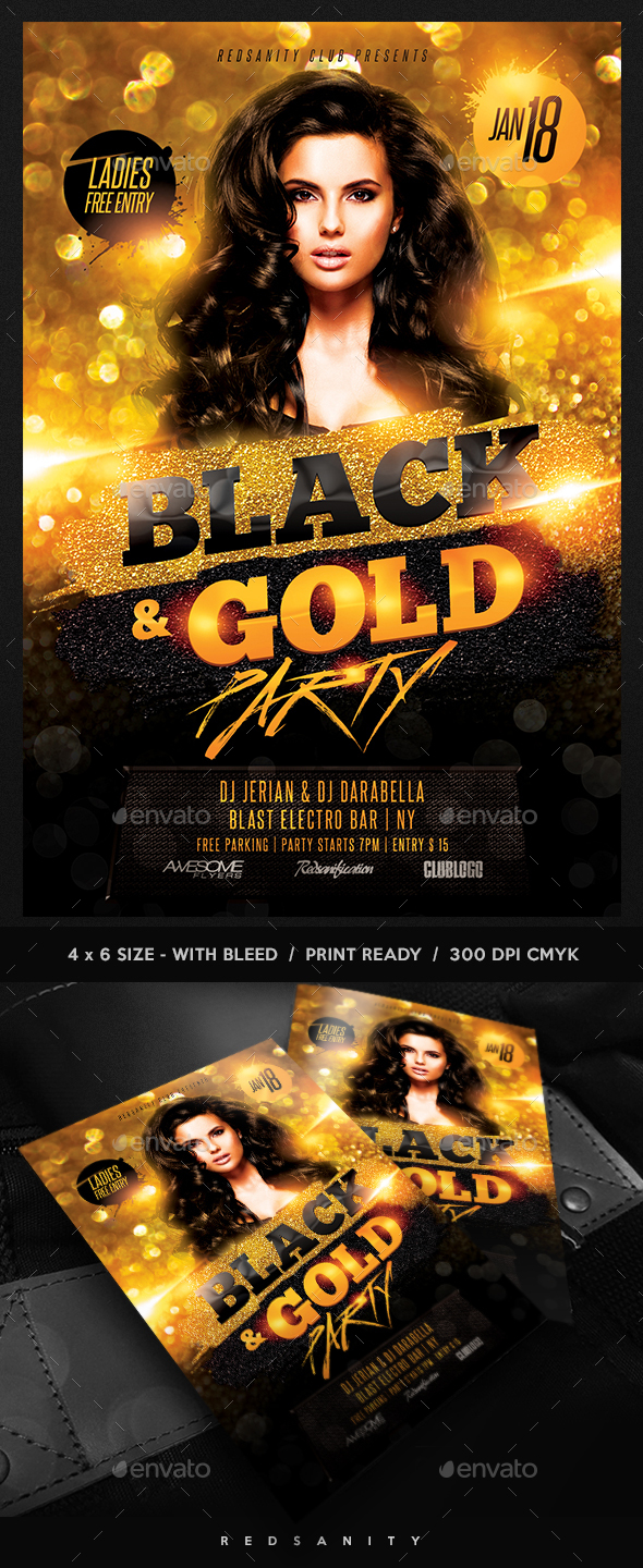 Black Gold Party Flyer - Clubs & Parties Events