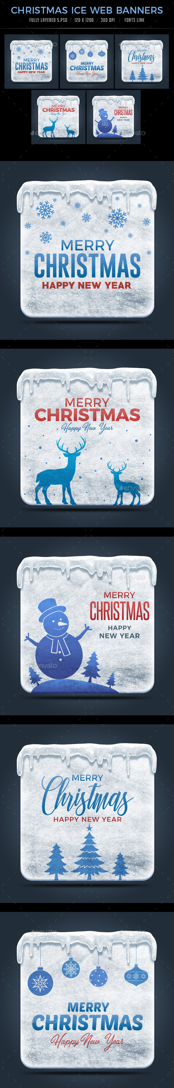 Christmas Ice Web Banners - Banners & Ads Web Elements