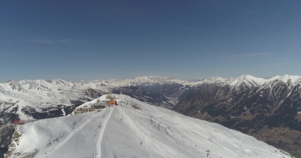 Aerial View of the Ski Slopes in the Alps