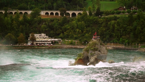 View of the Rhine Falls (Rheinfall) in Switzerland - One of the Largest in Europe alt