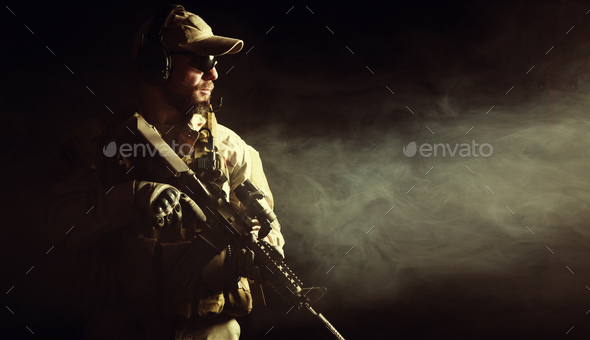Bearded special forces soldier - Stock Photo - Images
