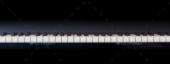 Piano keyboard, front view, copy space - Stock Photo - Images