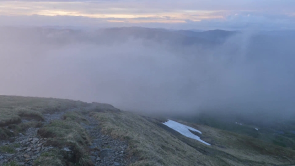 Beauty Fog in Carpathian Mountaine