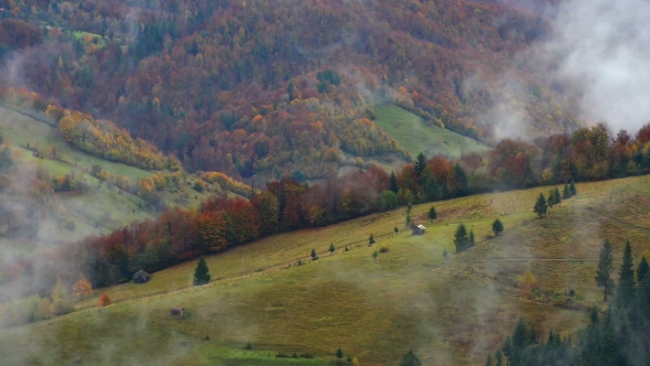 Beauty Fog in Carpathian Mountaine