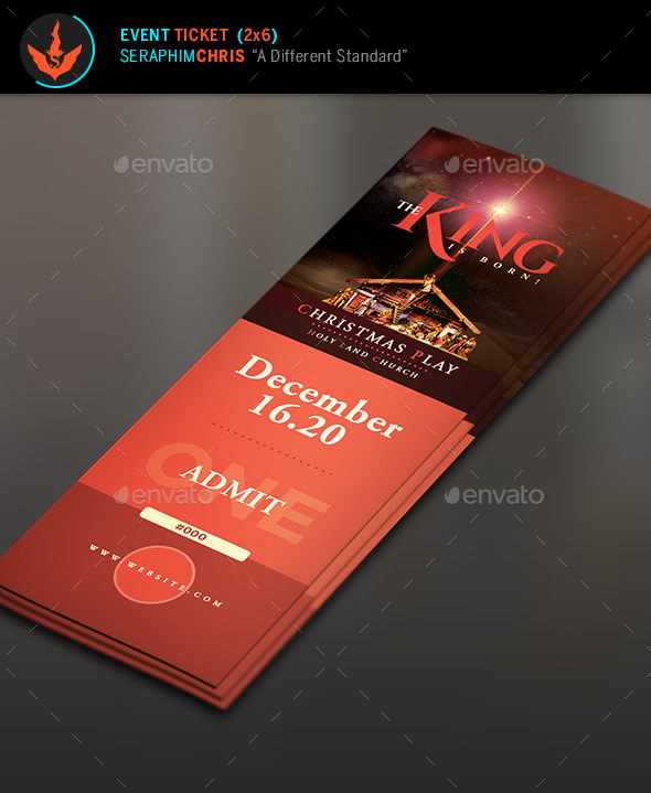 GraphicRiver The King Is Born Christmas Ticket Template 21013567
