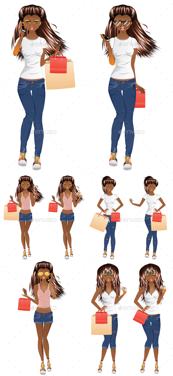 GraphicRiver Afro American Shopping Girl 21013804 GraphicRiver Afro American Shopping Girl 21013804