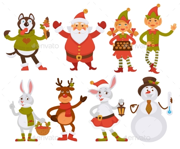 GraphicRiver Christmas Santa Friends Cartoon Characters Vector 21013869 GraphicRiver Christmas Santa Friends Cartoon Characters Vector 21013869