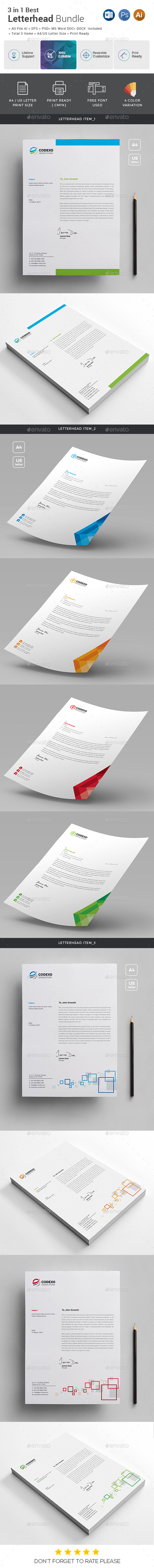 Letterhead Bundle_ 3 in 1 - Stationery Print Templates