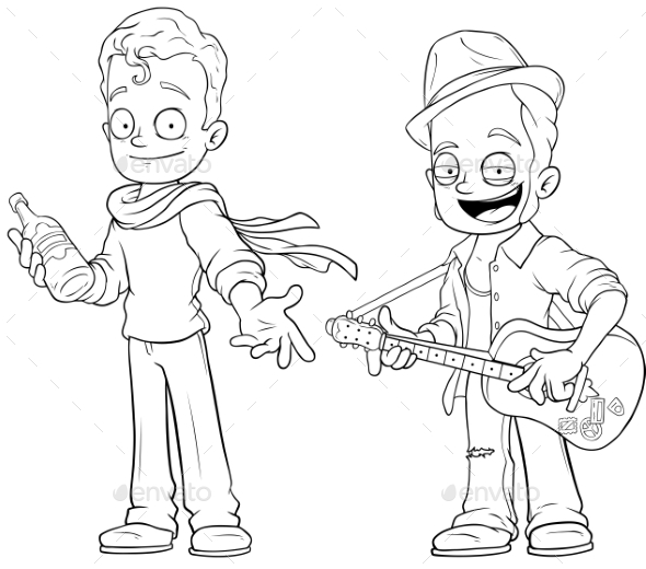 GraphicRiver Cartoon Street Musicians with Guitar Character Set 21015342 GraphicRiver Cartoon Street Musicians with Guitar Character Set 21015342